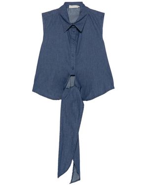 MOUTAKI Camisa Sin Mangas Con Cintura Lazada - Azul