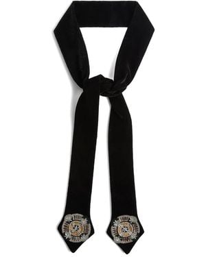 La DoubleJ Beaded Velvet Stole - Black