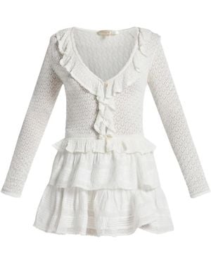 LoveShackFancy Nilah Ruffled Mini Dress - White