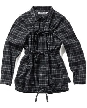 PERVERZE Chaqueta A Cuadros Con Cordones - Negro