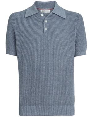 Brunello Cucinelli Linen Polo Shirt - Blue