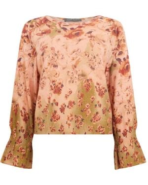 Alberta Ferretti Trui Met Bloemenprint En Flared Mouwen - Roze