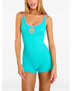 Banana Moon Ribbed Logo-Patch One Piece - Blue