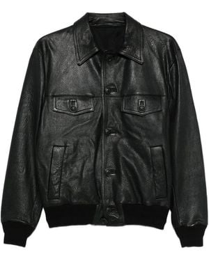 Salvatore Santoro Collared Leather Jacket - Black