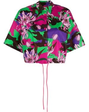 Moncler Floral-Print Cropped Shirt - Pink