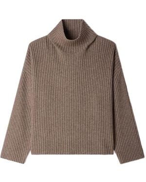 Sandro Ribbed Wool And Cashmere Jumper - Brown