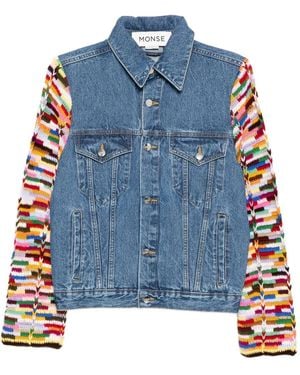 Monse Crochet Sleeves Denim Jacket - Blue