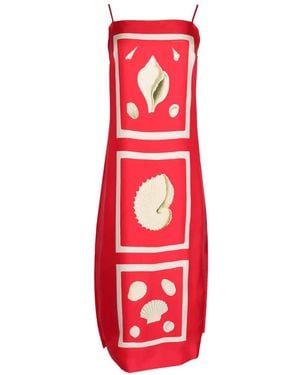 Oroton Shell-Embellished Maxi Dress - Red