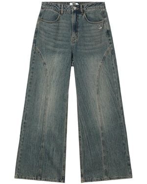Izzue Seam-Detail Wide-Leg Jeans - Grey