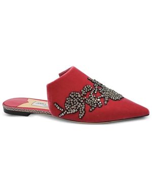 Jimmy Choo Rachel Crystal-Embellishment Mules - Red