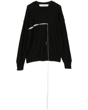 Isabel Benenato Raw-Cut Detail Knit Jumper - Black