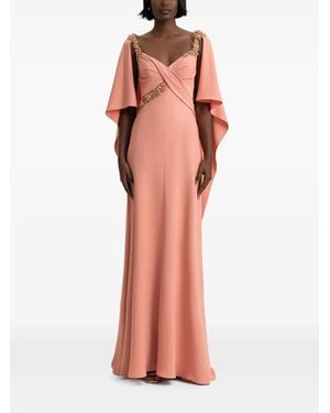 Gemy Maalouf Beaded-Straps Maxi Dress - Red