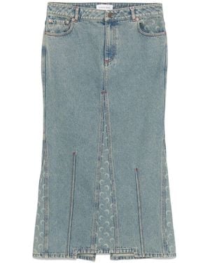 Marine Serre Moon-Laser Denim Maxi Skirt - Blue