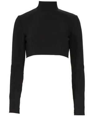 Costarellos Nelle Cropped Turtleneck Blouse - Black