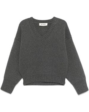 Rohe Pullover Mit V-Ausschnitt - Grau