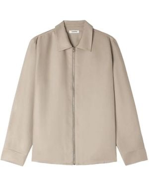 Sandro Loose-Fit Zip-Up Shirt - Natural