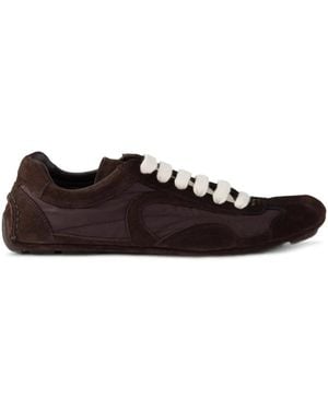 Prada Round-Toe Lace-Up Trainers - White