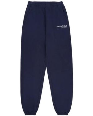 Sporty & Rich Logo-Print Track Trousers - Blue