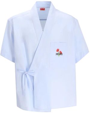 KENZO Gewickeltes Hemd Mit Logo-Detail - Blau