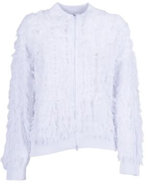 Kangra Fringe-Detail Bomber Jacket - White