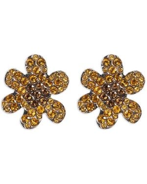Marni Crystal-Embellished Flower Earrings - Metallic