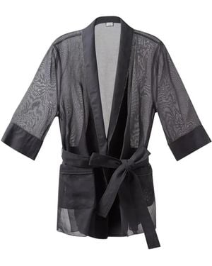 Brunello Cucinelli Sheer Belted Jacket - Grey