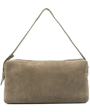 Elleme Große Trousse Wildleder-Schultertasche mit Reißverschluss - Grau