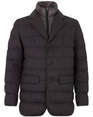 Herno Padded Notch-Lapel Coat - Black