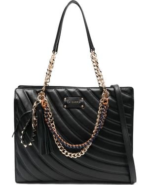 La Carrie Quilted Chain Shoulder Bag - Black