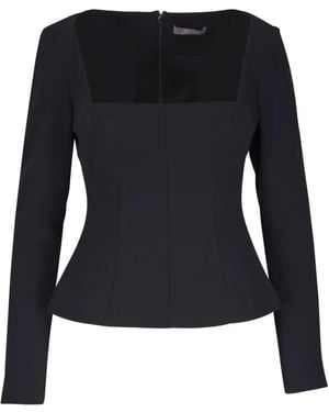 Lela Rose Square-Neck Top - Black