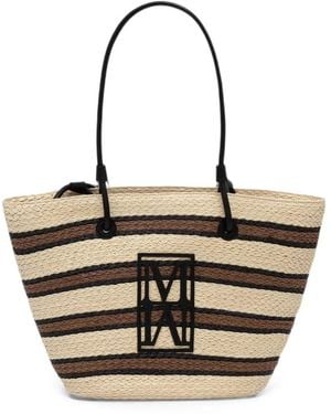 Marc O' Polo Large Striped Logo-Patch Tote Bag - Natural