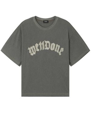 we11done Logo-Appliqué Patch-Detail T-Shirt - Gray