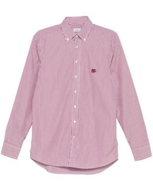 Etro Striped Logo-Detail Shirt - Pink