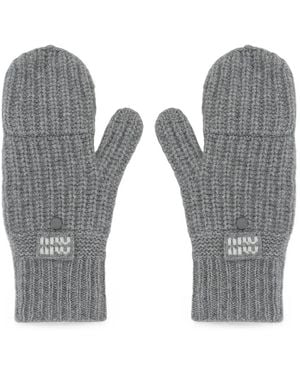 Miu Miu Mitaines En Laine Et Cachemire - Gris