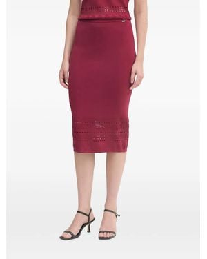 GAUDI Perforated-Knit Midi Skirt - Red