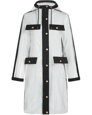 Karl Lagerfeld Pockets Hooded Raincoat - White
