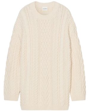 Closed Cable-Knit Sweater - White