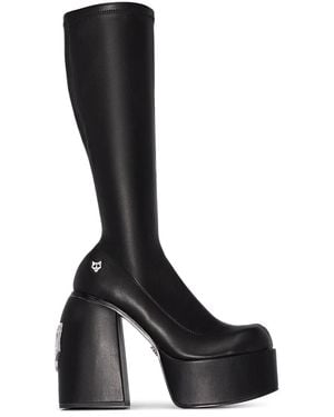 Naked Wolfe Spice Faux-leather Knee-thigh Heeled Boots - Black