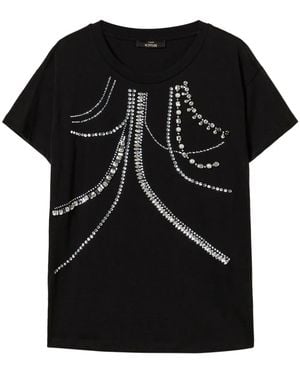 Twinset Embellished Cotton Jersey T-Shirt - Black