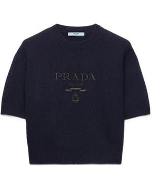 Prada Bleu Wool Cashmere Girocollo Shirt - Blue