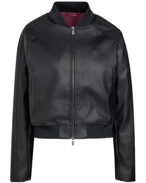 adidas Sst Logo-Embroidered Faux-Leather Jacket - Black