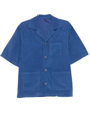 Biagio Santaniello Short-Sleeved Corduroy Shirt - Blue