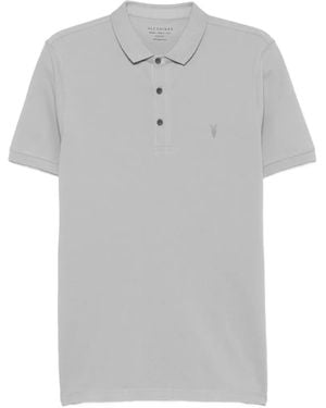 AllSaints Logo-Embroidered Slim-Fit Polo Shirt - Grey