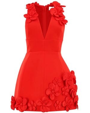 Bronx and Banco Estelle Floral-Appliqué Mini Dress - Red