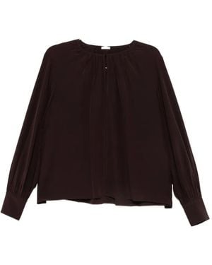 JOSEPH Gathered Long-Sleeve Blouse - Black