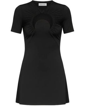 Marine Serre Moon-Detail Gathered Mini Dress - Black