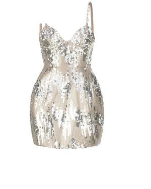 ATOIR Sequin-Embellished Floral-Appliqué Mini Dress - White