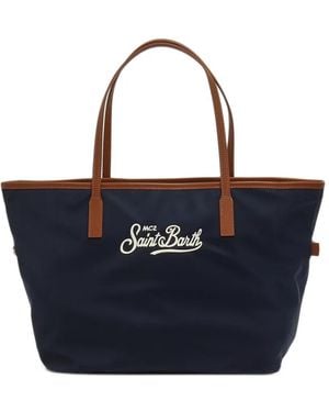 MC2 Saint Barth City Logo-Embroidered Tote Bag - Blue