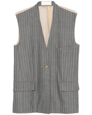 Litkovskaya Pinstriped Sheer-Panel Gilet - Gray