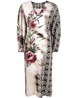 Alberta Ferretti Floral-Print Midi Dress - Black